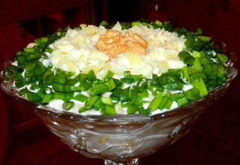 Рецепт —  Салат с кальмарами и шампиньонами
